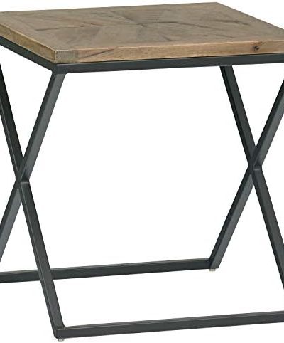 SIMPLIHOME Skyler SOLID MANGO WOOD and Metal 18 inch Wide Rectangle C Side Table in Dark Brown and Gold, Fully Assembled , for the Living Room and Bedroom