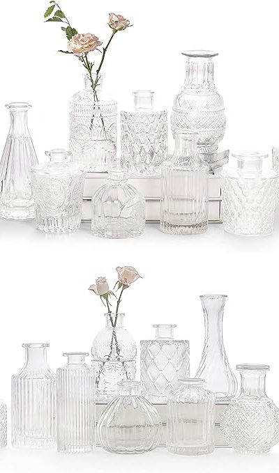 Glass Bud Vase Set of 30-Clear Bud Vases in Bulk, Small Glass Vases for Flowers, Flowers Vases for Centerpieces, Mini Glass Bud Vase for Wedding Decorations, Party Home Dining Table Flower Decor
