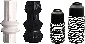 Set of 3 Black Ceramic Vases Set,5" 7.5" 10" Tall Small Matte Black Vases,Modern Home Decor,Boho Vases,Rustic Vase Set, Perfect for Wedding Centerpieces,Events,Home& Table Decor